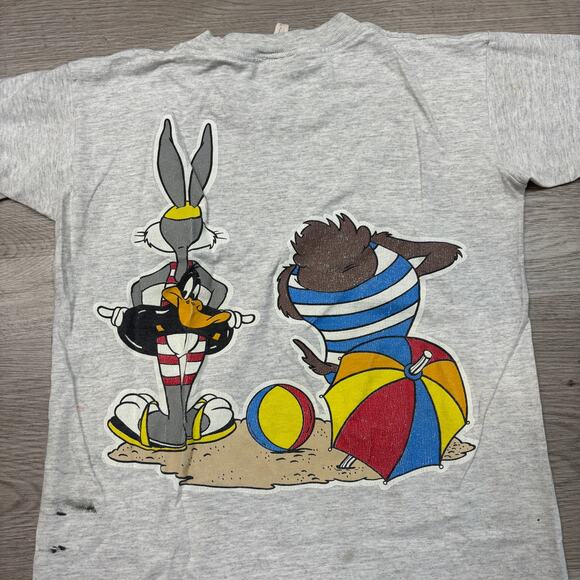Vintage 90s Sun Sportswear Bugs Tazmanian Devil Beach Shirt Size XS - Picture 4 of 16